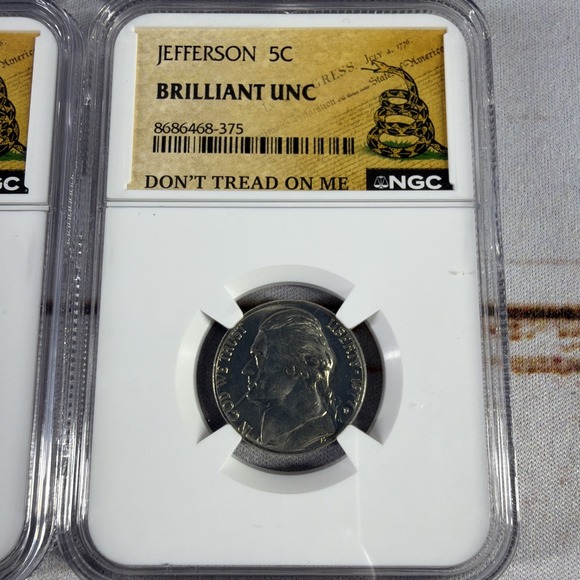 4× 2025 Jefferson Nickel NGC RD Don't Tread On Me Label – Used - Picture 3 of 10